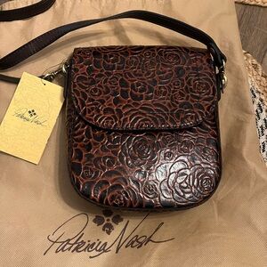 Patricia Nash Embossed Floral Crossbody Bag - Rich Brown